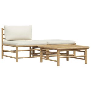 vidaXL Garden Lounge Set Cream White Bamboo, fabric (100% polyester)