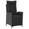 vidaXL Reclining Garden Chair Black PE Rattan, Powder-Coated Steel Medium