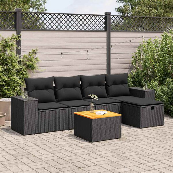 vidaXL Garden Sofa Set Black