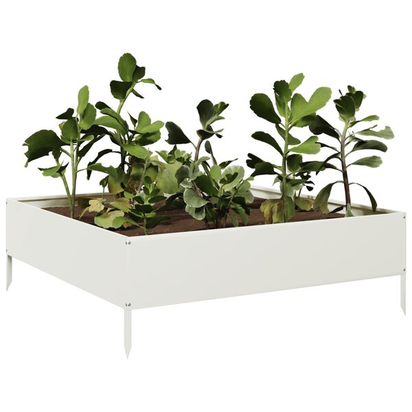vidaXL Garden Raised Bed White Steel Medium Outdoor Garden Raised Bed