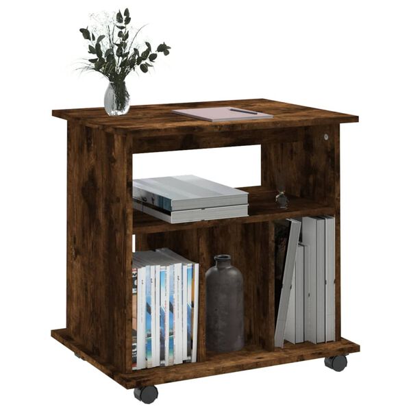 vidaXL Rolling Cabinet Smoked Oak Engineered Wood Medium Rolling Cabinet