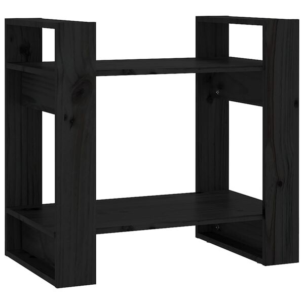 vidaXL Book Cabinet Black Solid Pine Wood Small Book Cabinet