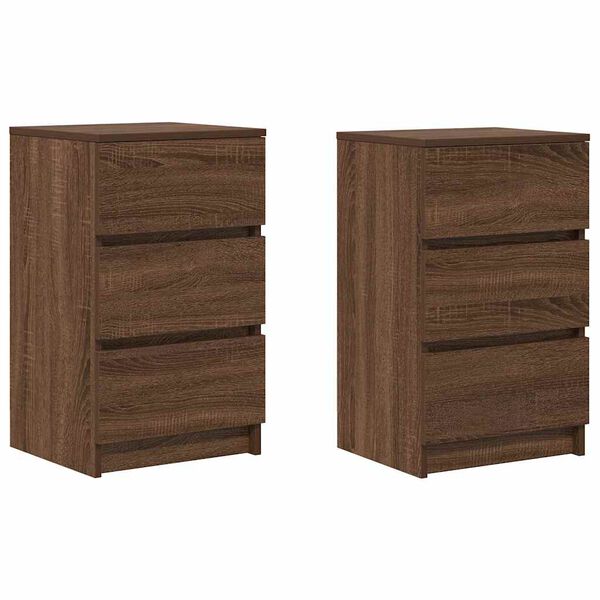 vidaXL Bedside Cabinet Set of 2 Brown Oak Engineered Wood Small