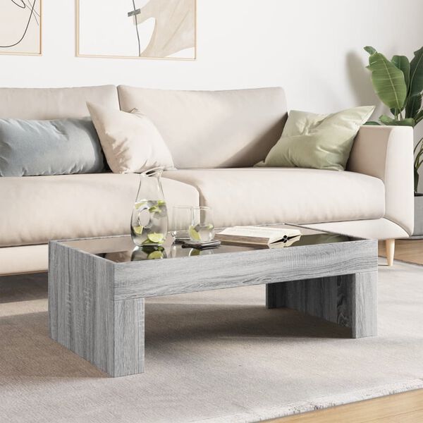 vidaXL Coffee Table Grey sonoma Engineered wood, glass Medium
