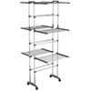 vidaXL 3-Tier Laundry Drying Rack with Wheels Silver 23.6"x27.6"x50.8"