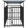 vidaXL Dog Kennel Black Powder-coated steel Medium Tough Dog Kennel