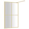 vidaXL Walk-in Shower Wall with Clear ESG Glass Gold 46.5"x76.8"