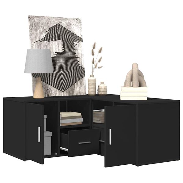 vidaXL Corner Cabinet Black Engineered wood 63 x 15.7 x 17.7 in