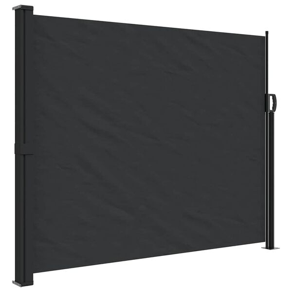 vidaXL Retractable Side Awning Black Polyester, Steel, Aluminum 63x236 in