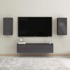 vidaXL TV Cabinet Set of 2 High gloss grey Engineered wood Wall mounting