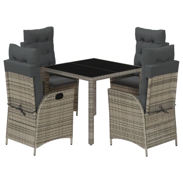 vidaXL Garden Dining Set Grey PE Rattan