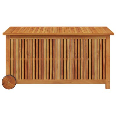 vidaXL Patio Storage Box with Wheels 44.5"x19.7"x22.8" Solid Wood Acacia