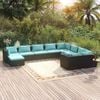 vidaXL Garden Lounge Set Black and water blue
