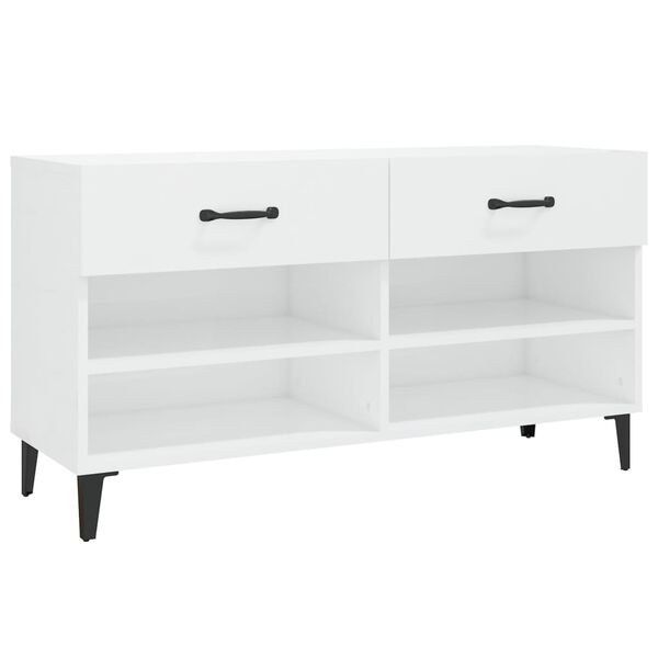 vidaXL Shoe Cabinet High gloss white Engineered wood 40.2x13.8x21.7 in