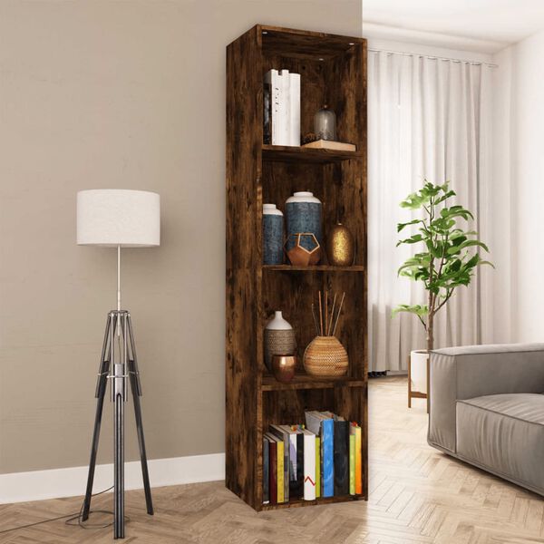 vidaXL Book Cabinet Smoked oak Engineered wood Medium Book Cabinet