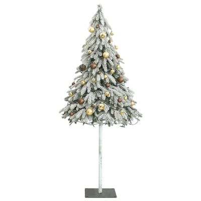 vidaXL Artificial Christmas Tree 300 LEDs&Ball Set&Flocked Snow 82.7"