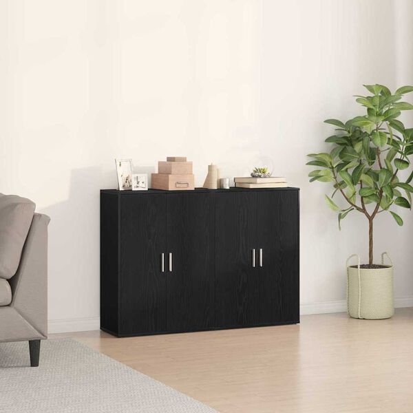 vidaXL Sideboard 2 pcs Black Oak 23.62 x 12.20 x 33.07 in