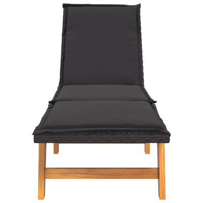 vidaXL Sun Loungers with Cushions 2 pcs Poly Rattan and Solid Wood Acacia