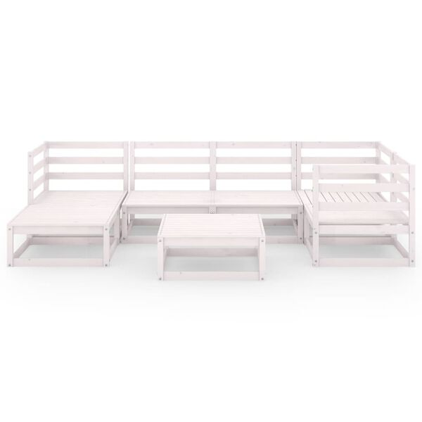 vidaXL 7 Piece Patio Lounge Set White Solid Pinewood