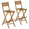 vidaXL Bar Chair Set of 2 Brown Solid Teak Wood Medium Foldable