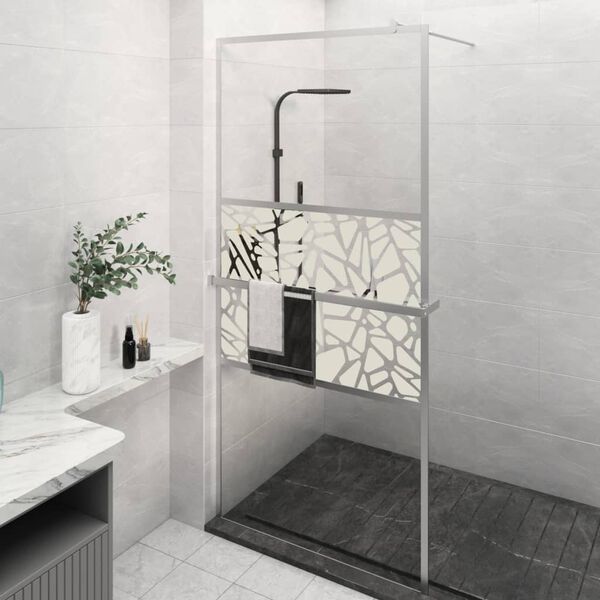 vidaXL Walk-in Shower Wall with Shelf Chrome 35.4x76.8" ESG Glass&Aluminium