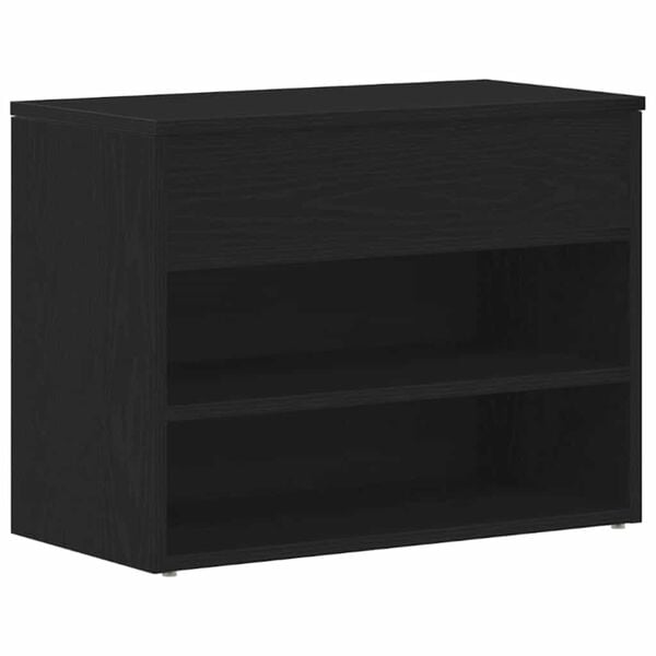 vidaXL Shoe Bench Black Oak 23.62 x 11.81 x 17.72 in Engineered Wood