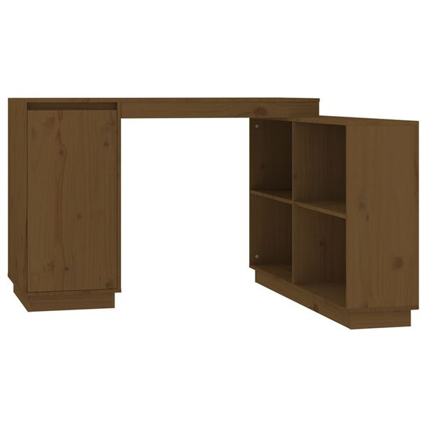 vidaXL Desk Honey Brown Solid Pine Wood Medium Computer Desk
