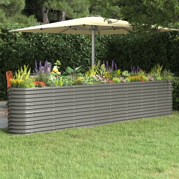 vidaXL Garden Raised Bed Grey Powder-coated steel 130.7 x 15.7 x 26.8 in