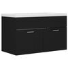 vidaXL Sink Cabinet With Basin Black Engineered wood, Ceramic Medium