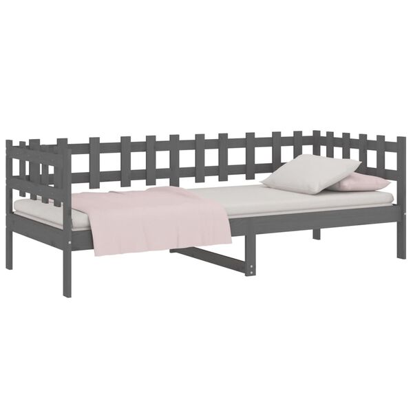 vidaXL Day Bed Grey Solid pine wood Twin