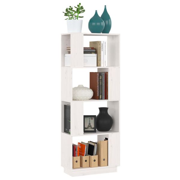 vidaXL Book Cabinet White Solid pine wood 20.1 x 9.8 x 52.0 in