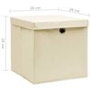 vidaXL Storage Box Set of 4 Cream Non-woven fabric 11.0x11.0x11.0 in