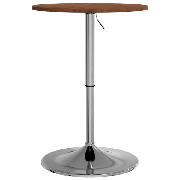 vidaXL Bar Table Dark Brown Solid Oak Wood, Chromed Steel Tall, Compact