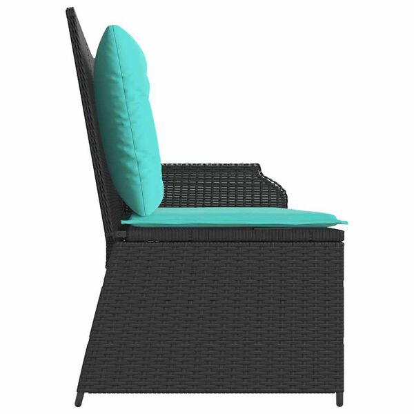 vidaXL Garden Bench with Cushion Black Poly rattan