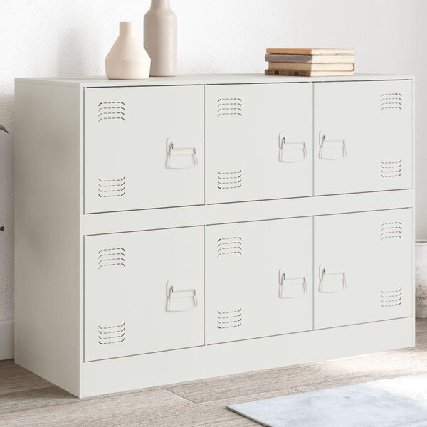 vidaXL Sideboard White Cold-rolled steel Medium Sideboard Rectangular