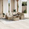 vidaXL Garden Sofa Set Beige PE rattan, powder-coated steel, tempered glass