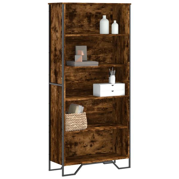 vidaXL Book Cabinet Smoked oak Engineered wood 31.5x12.2x66.5 in