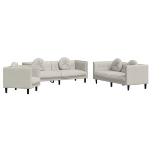vidaXL 3 Piece Sofa Set with Pillows Cream Velvet