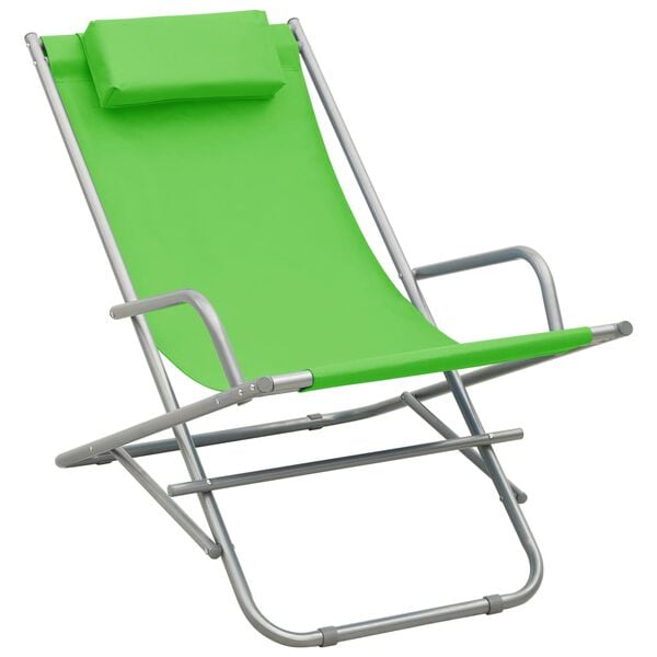 vidaXL Rocking Chair Set of 2 Green Powder-coated steel, PVC Standard