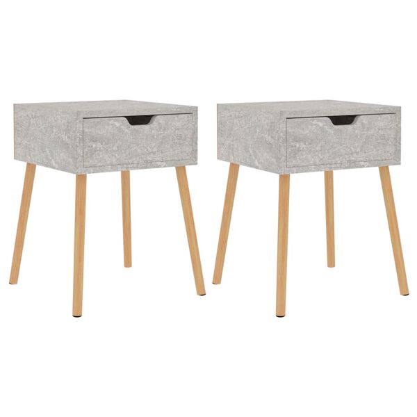 vidaXL Bedside Cabinet Set of 2 Concrete grey Engineered wood Small