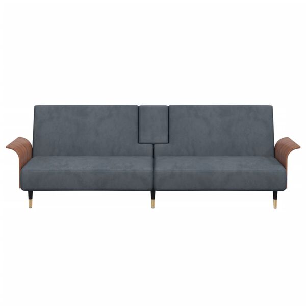 vidaXL Sofa Bed Dark Grey Velvet, plywood, metal Full