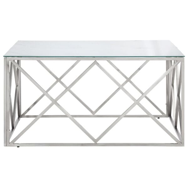 vidaXL Coffee Table Silver and White Marble