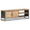 vidaXL TV Cabinet Natural wood, Grey Solid acacia wood, Steel 47.2 in wide