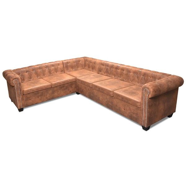 vidaXL Sofa Brown Artificial leather, Wood Large Sofa Other