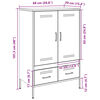 vidaXL Highboard White Cold-rolled steel Medium Adjustable Feet