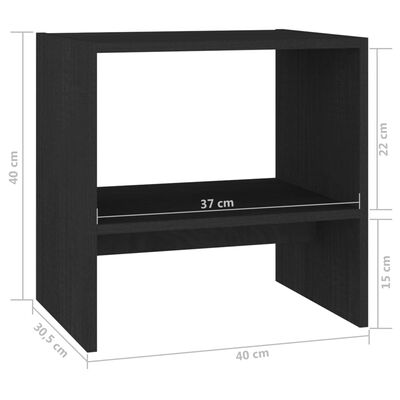 vidaXL Bedside Cabinets 2 pcs Black 15.7"x11.8"x15.7" Solid Pinewood