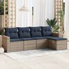 vidaXL 5 Piece Patio Sofa Set with Cushions Gray Poly Rattan