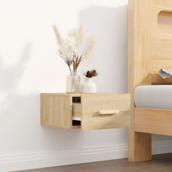 vidaXL Wall-Mounted Bedside Cabinet Sonoma Oak Engineered Wood