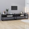 vidaXL TV Cabinet Black Marble Tempered Glass, Powder-Coated Steel