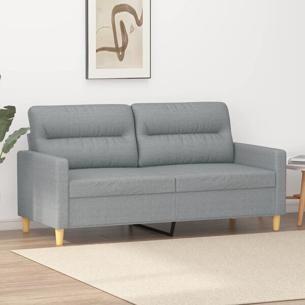 vidaXL 2-seater Sofa Light gray Polyester 55.1 in seat width
